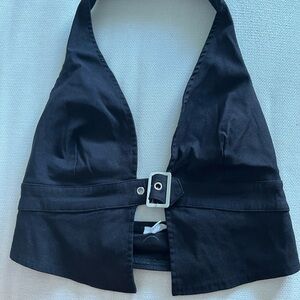 Garage Black Top with Buckle Accent